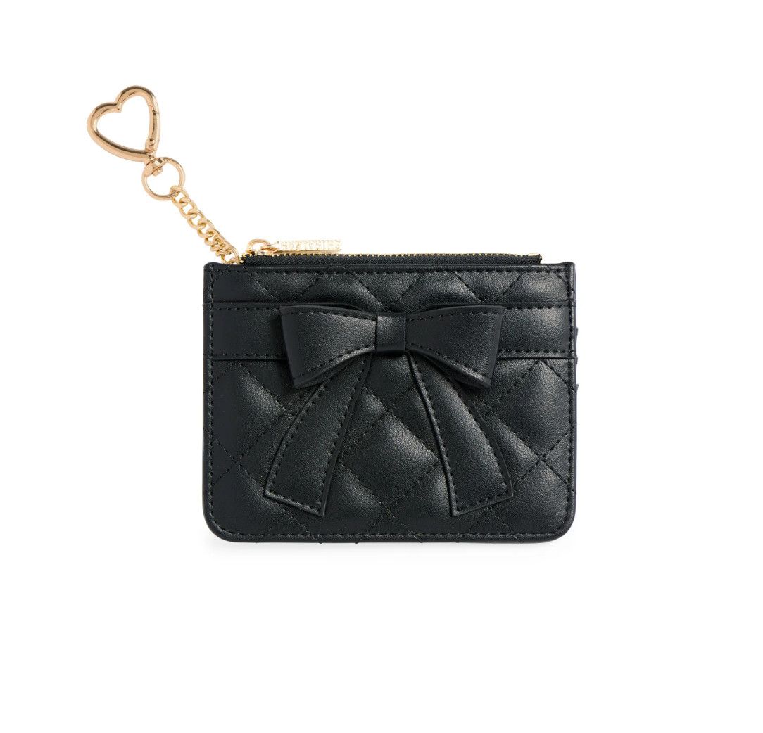 Quilted Bow Card Case, Color: Black