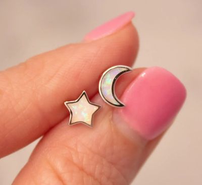 Starry Night Moon &amp; Star Studs
