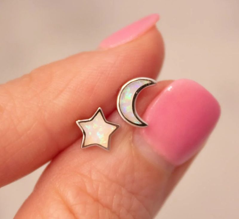 Starry Night Moon &amp; Star Studs