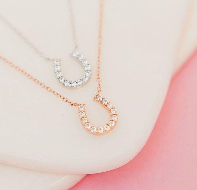 CL Lucky Glittering Horseshoe Necklace, Color: Sterling Silver