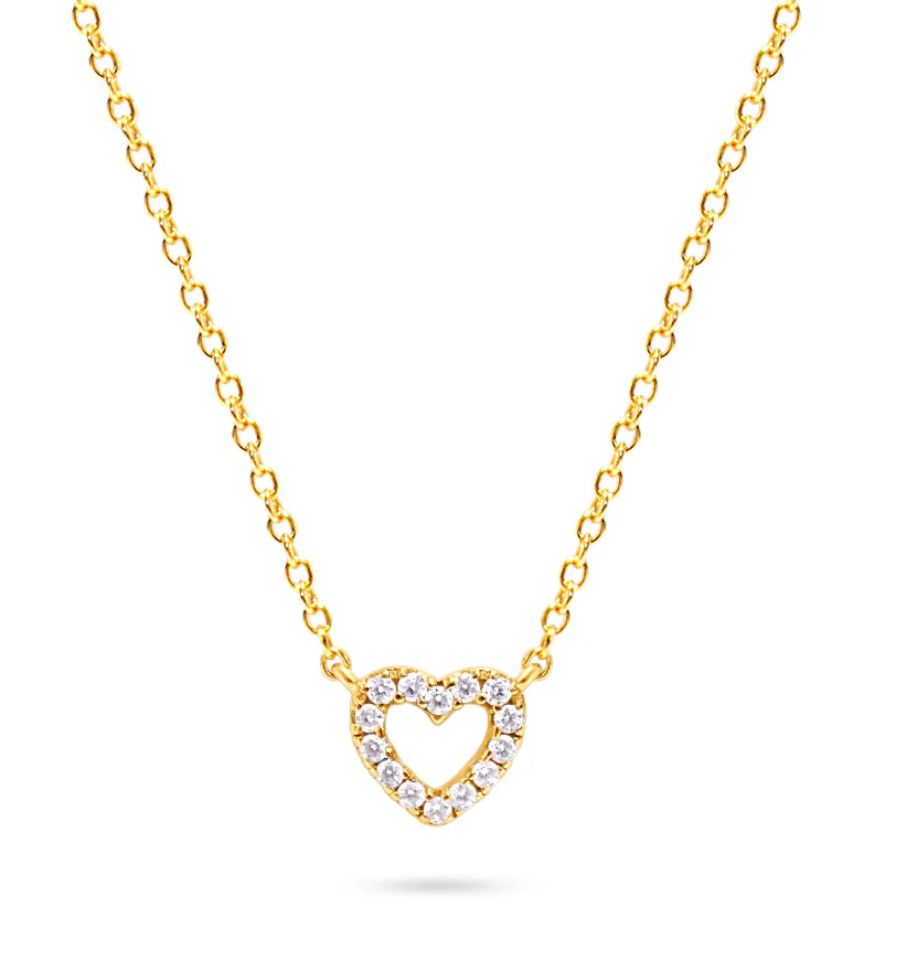 Pavé Mini Heart Necklace, Color: Gold