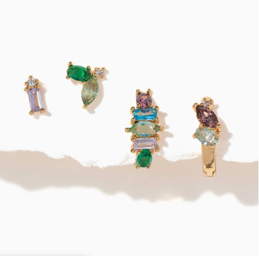 Flora and Fauna Earring Set, Color: Gold