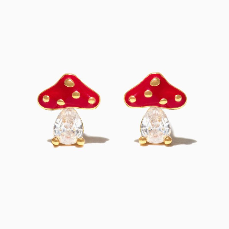 Magical Mushroom Studs, Color: Gold