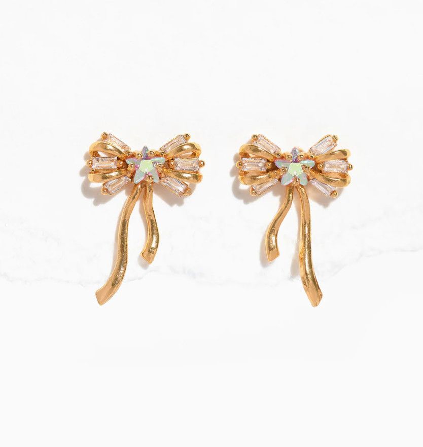 Coquette Bow Earrings, Color: Gold