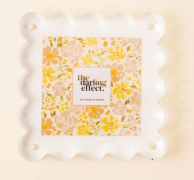 Scalloped Acrylic Frame Square White