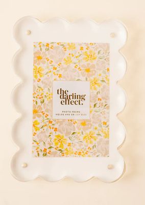 White Rectangle Scalloped Acrylic Frame