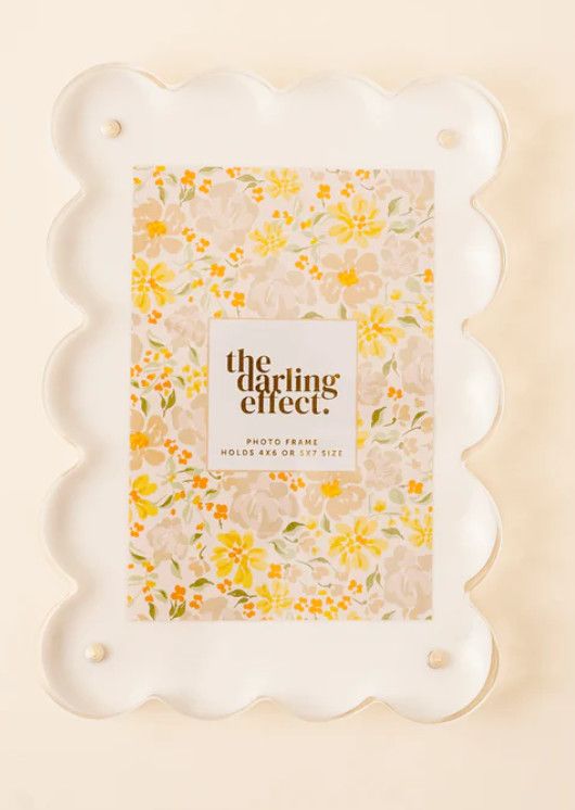 White Rectangle Scalloped Acrylic Frame