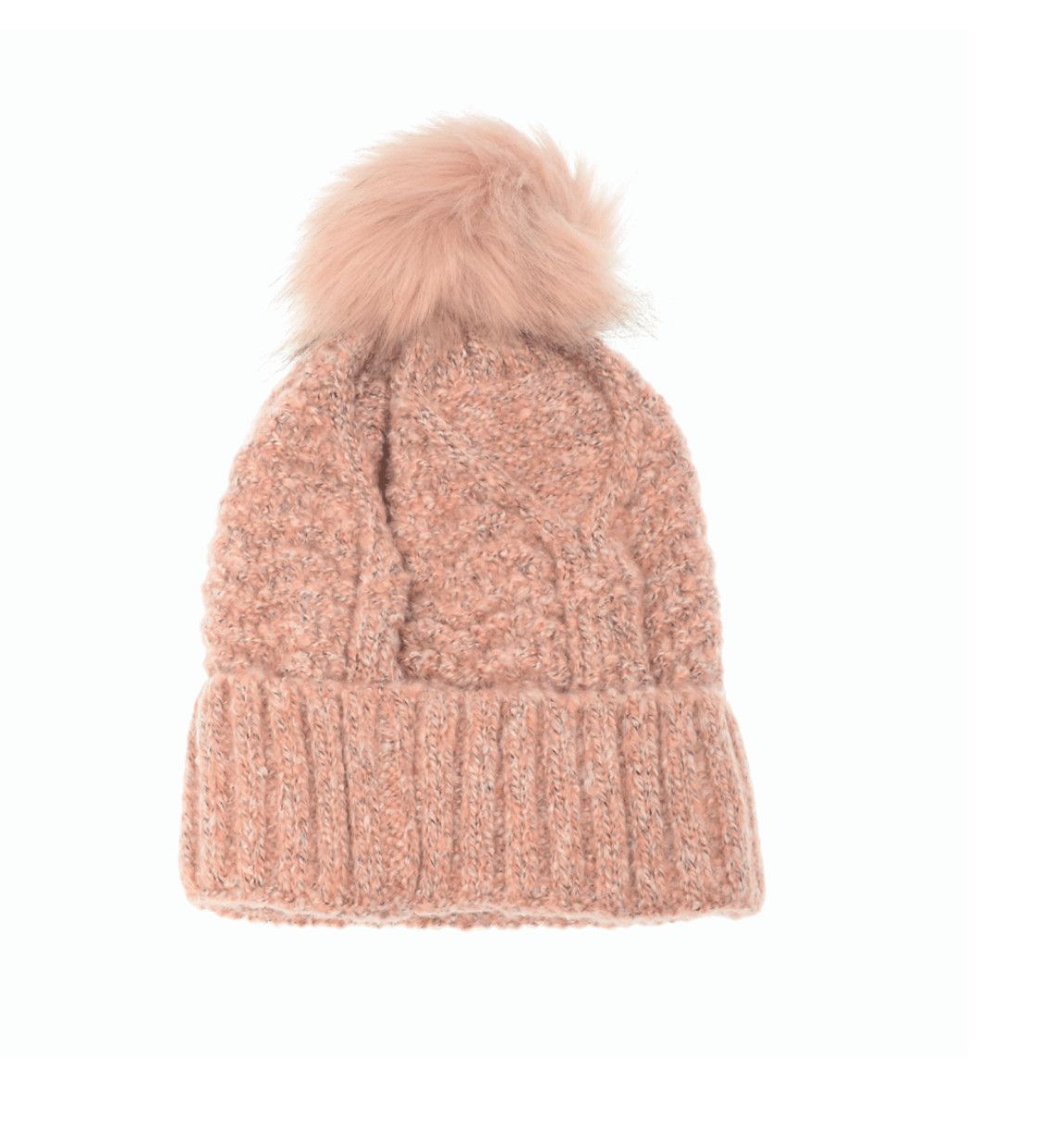 Pink Champagne Mixed Pom Pom Hat