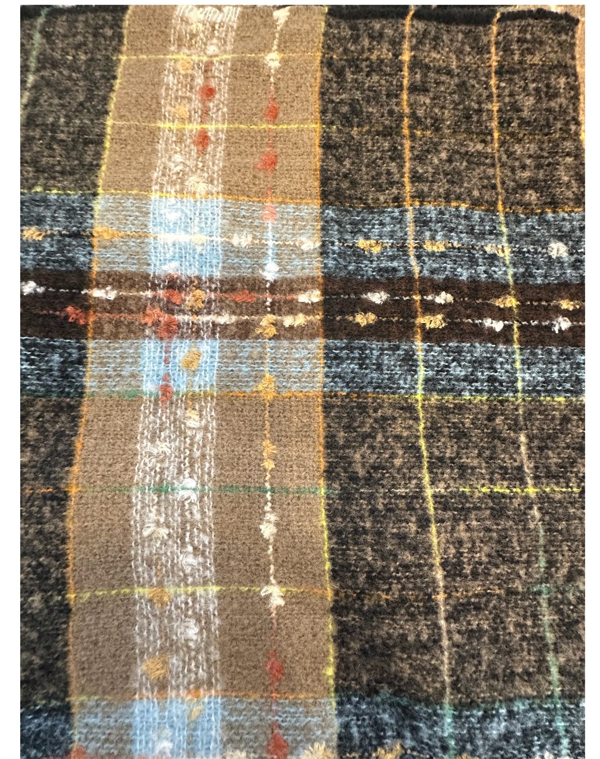 Coffee Cozy Madras Fringe Scarf