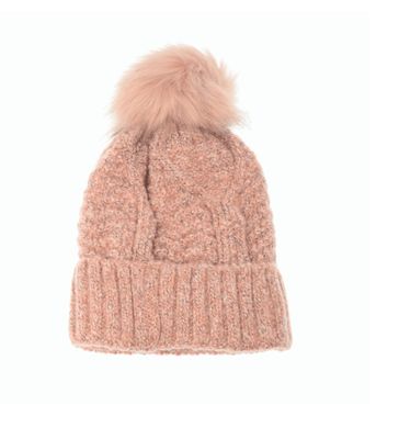 Pink Champagne Mixed Pom Pom Hat