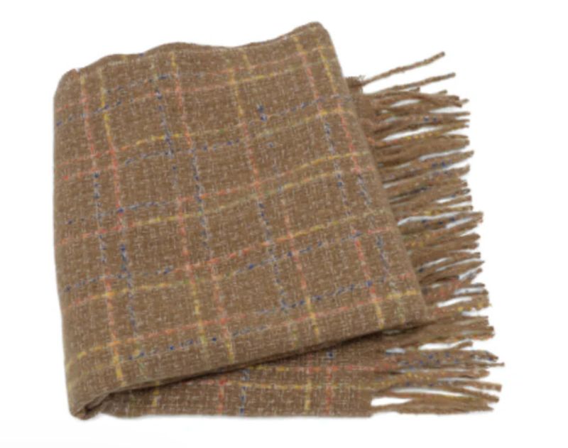 Camel Multi Check Plaid Scarf
