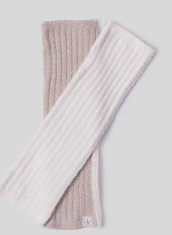 CozyChic® ribbed color block fingerless gloves, soft cozy fabric, warm and stylish, perfect for layering
