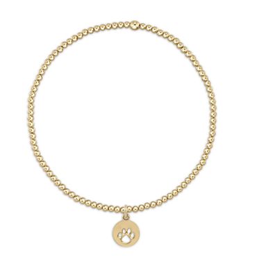 Classic Gold 2mm Bead Bracelet Paw Print Small Gold Disc