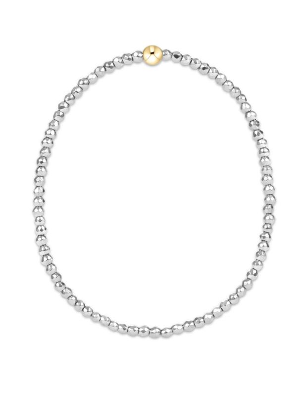 eNewton EXTENDS silver faceted hematite 2mm bead bracelet with metallic silver-tone beads and stretch design