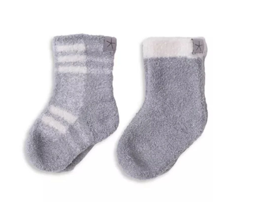 CozyChic Lite® Baby Sock Set, Color: Moonbeam &amp; Cream Plaid