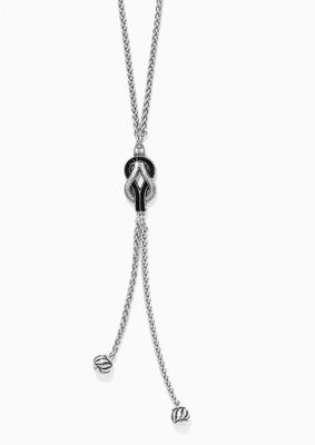 Brighton Interlok Harmony Black Lariat Necklace with sleek black cord and polished silver-tone details