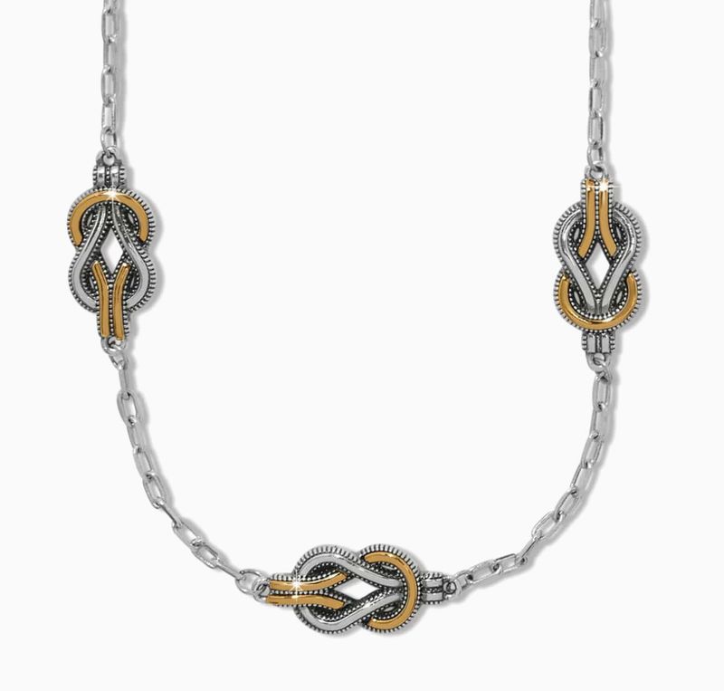 Brighton Interlok Harmony Two-Tone Trio Necklace with gold and silver-tone accents in a layered design