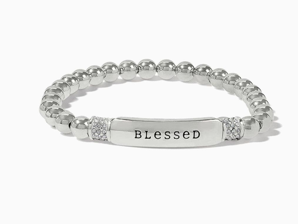Brighton Meridian Blessed Petite Stretch Silver Bracelet with polished silver-tone finish and flexible design