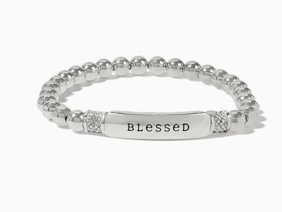 Meridian Blessed Petite Stretch Silver Bracelet