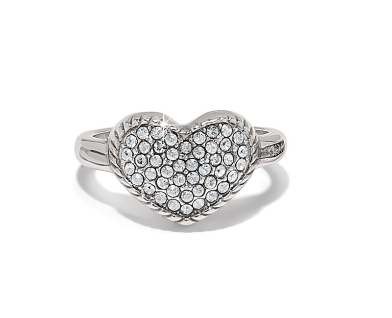 Brighton Silver Illumina Celeste Heart Ring with polished silver-tone finish and heart design, at our Poughkeepsie NY Boutiqu