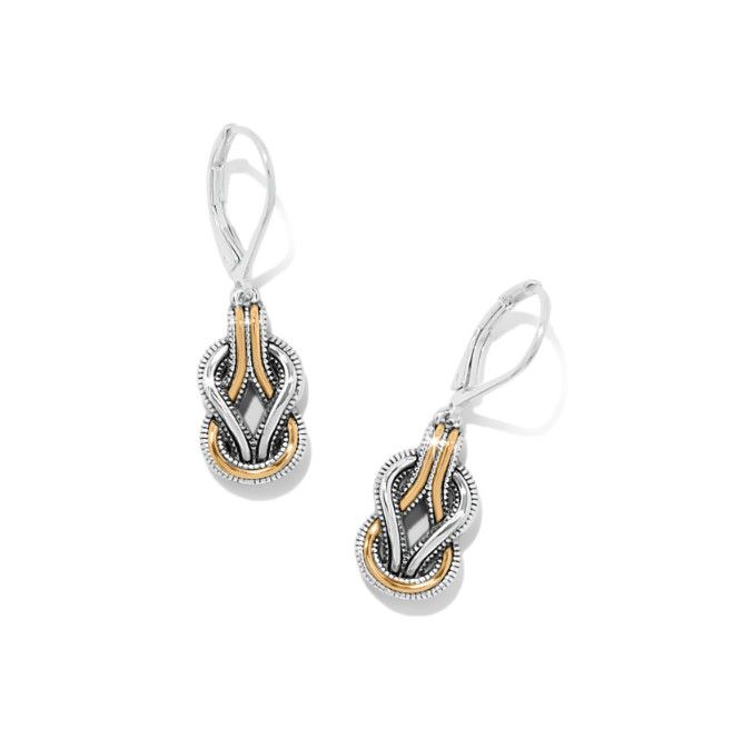 Brighton Gold &amp; Silver Interlok Harmony Leverback Earrings with two-tone polished finish and elegant design,