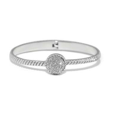 Silver Illumina Celeste Dome Hinged Bangle
