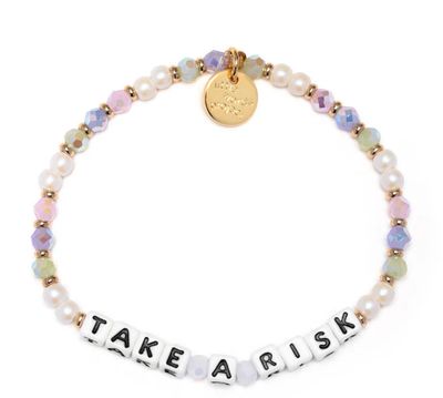Little Words Take A Risk One Energy Bracelet with colorful beaded design and “Take A Risk” word