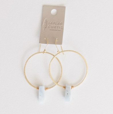 Emerson Gold Blue Stone Hoop Earrings