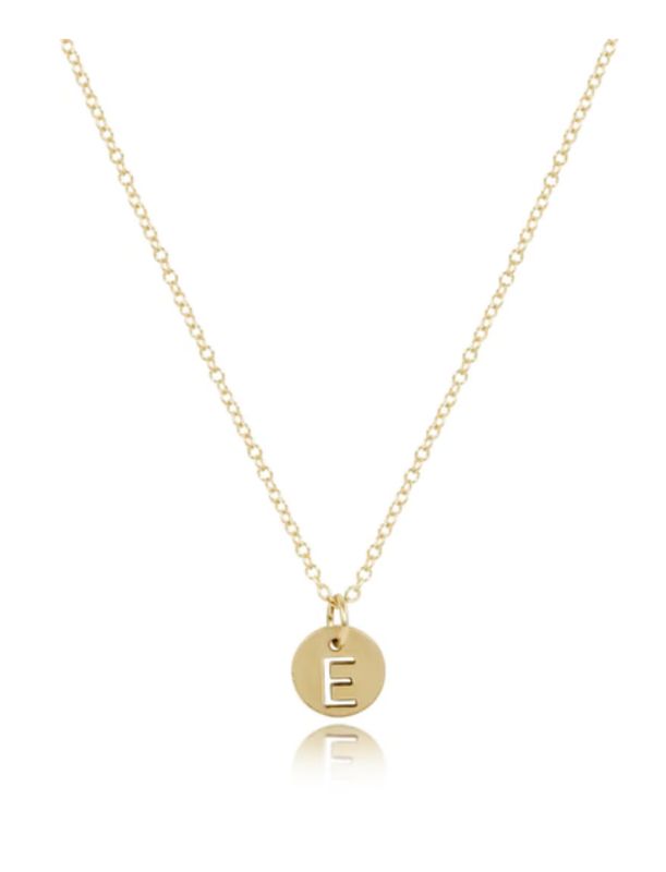 eNewton Respect Gold Small Gold Disc 16" Initial Necklace with delicate gold chain and small gold disc charm
