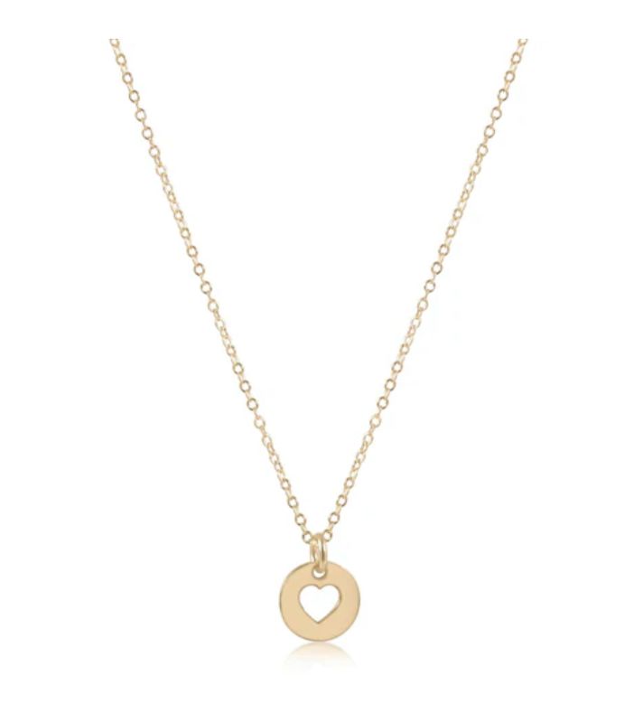 eNewton Love Small Gold Disc 16" Necklace with delicate gold chain and small gold disc charm, ideal for layering 