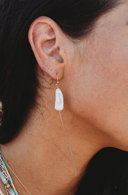 Pearl with Delicate Chain Silver Earring