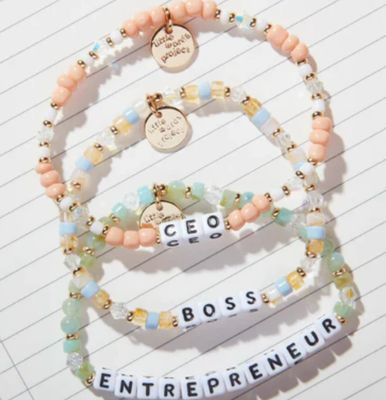 Little Words Project Leading Ladies Bracelets with colorful beads and inspirational words, available in Poughkeepsie, NY.