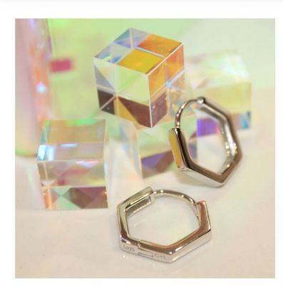 Bold Hexagon Huggie Hoops