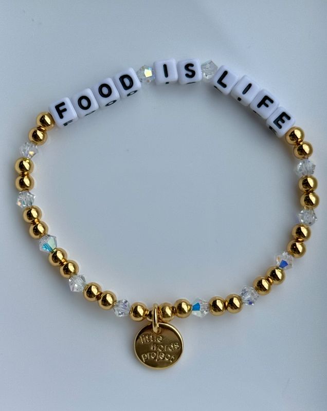 Little Words Project Food Is Life Golden Hour Bracelet - colorful beads and “Food Is Life” saying, available in Poughkeepsie