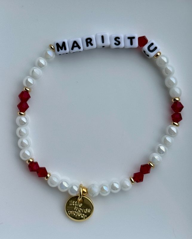 Little Words Project Marist U Bracelet with colorful beads and “Marist U” word, available in Poughkeepsie, NY.