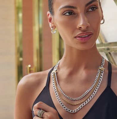 Neptune's Rings Multiple Row Chain Necklace