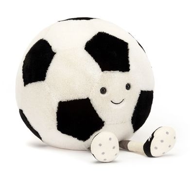 Jellycat Amuseables Sports Soccer Ball plush toy with soft textured fabric, available at our Poughkeepsie, NY boutique.