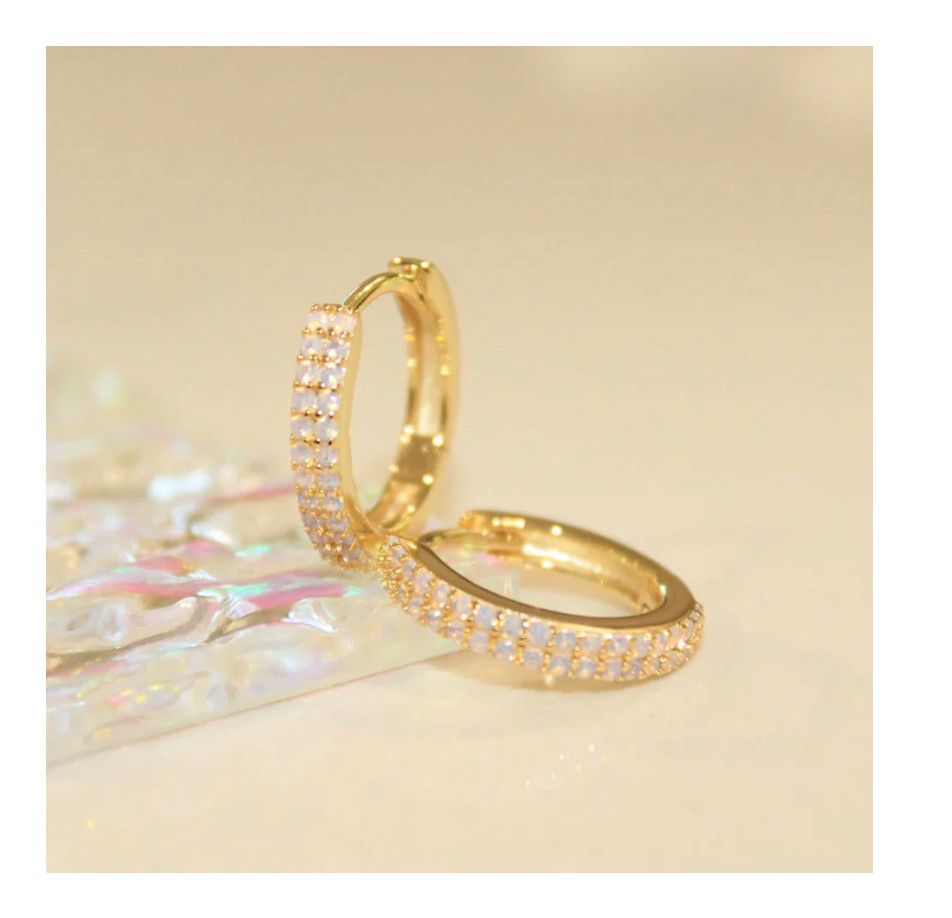 CL Double Pavé Hoops, Color: Gold