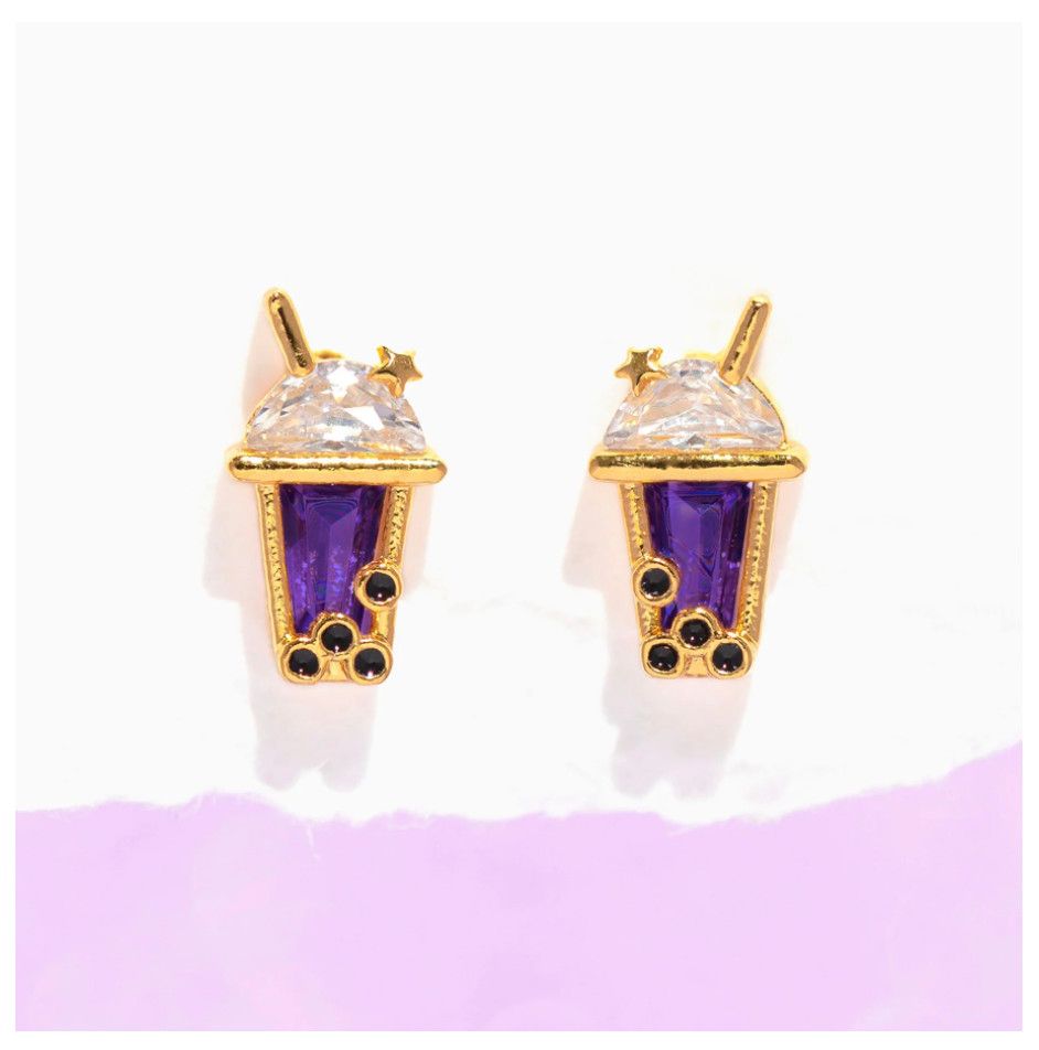 It's Boba Time Studs, Color: Gold