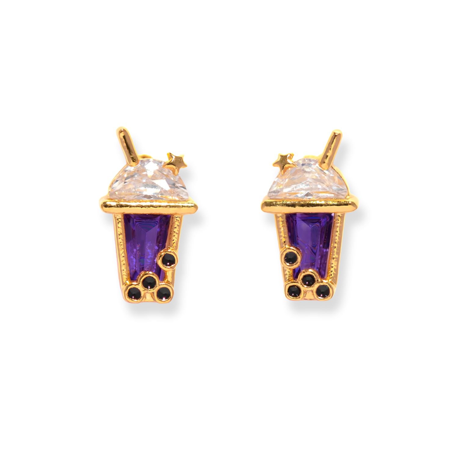 It's Boba Time Studs, Color: Gold
