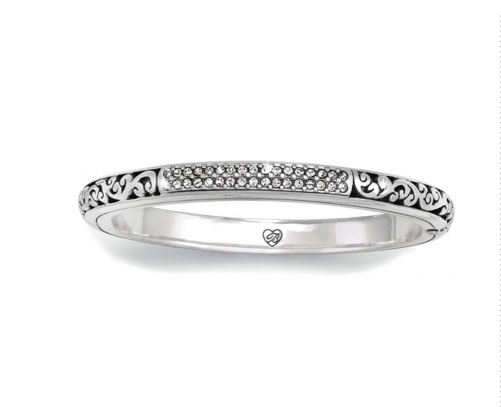 Brighton Sacred Cross Hinged Bangle in silver, featuring a classic cross design, elegant and meaningful bracelet for everyday