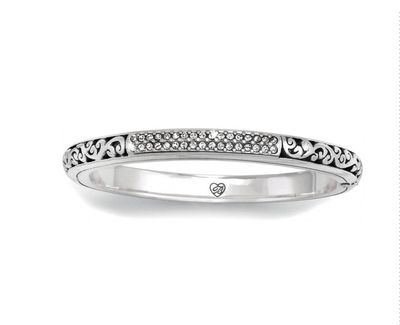 Brighton Sacred Cross Hinged Bangle in silver, featuring a classic cross design, elegant and meaningful bracelet for everyday