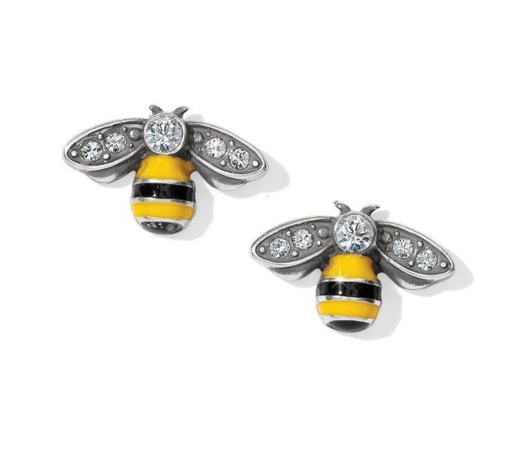 Brighton Bee Happy Mini Post Earrings, dainty bee-shaped studs in gold, perfect for everyday wear or a cute gift idea.
