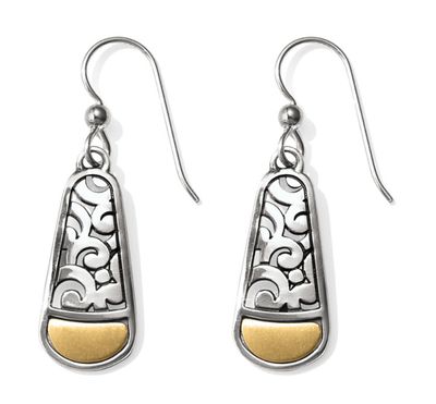 Brighton Silver Gold Catania French Wire Earrings, elegant two-tone dangle earrings perfect for everyday wear or special occa