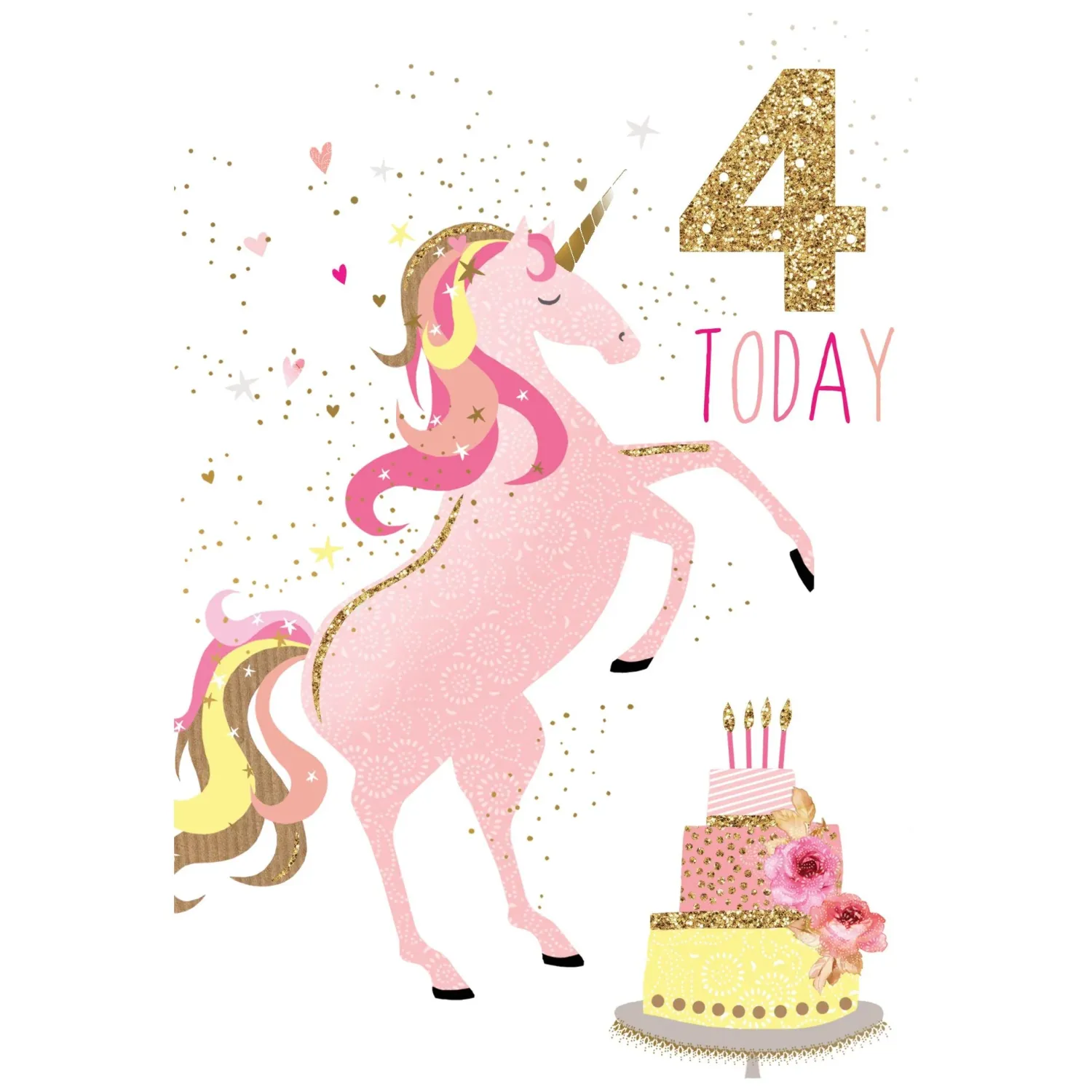 4 Today Unicorn Birthday Card