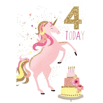 4 Today Unicorn Birthday Card