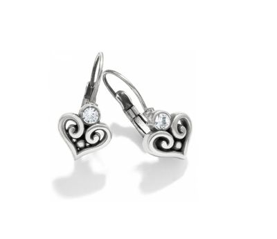 Alcazar Heart Leverback Earrings Silver