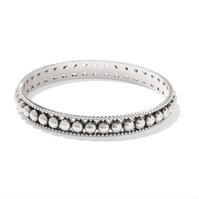 Brighton Pretty Tough Pierced Bangle in silver, edgy studded design perfect for stacking or adding a bold touch to any outfit
