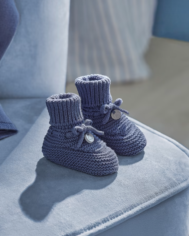 Winter Blue Knitted Booties Newborn