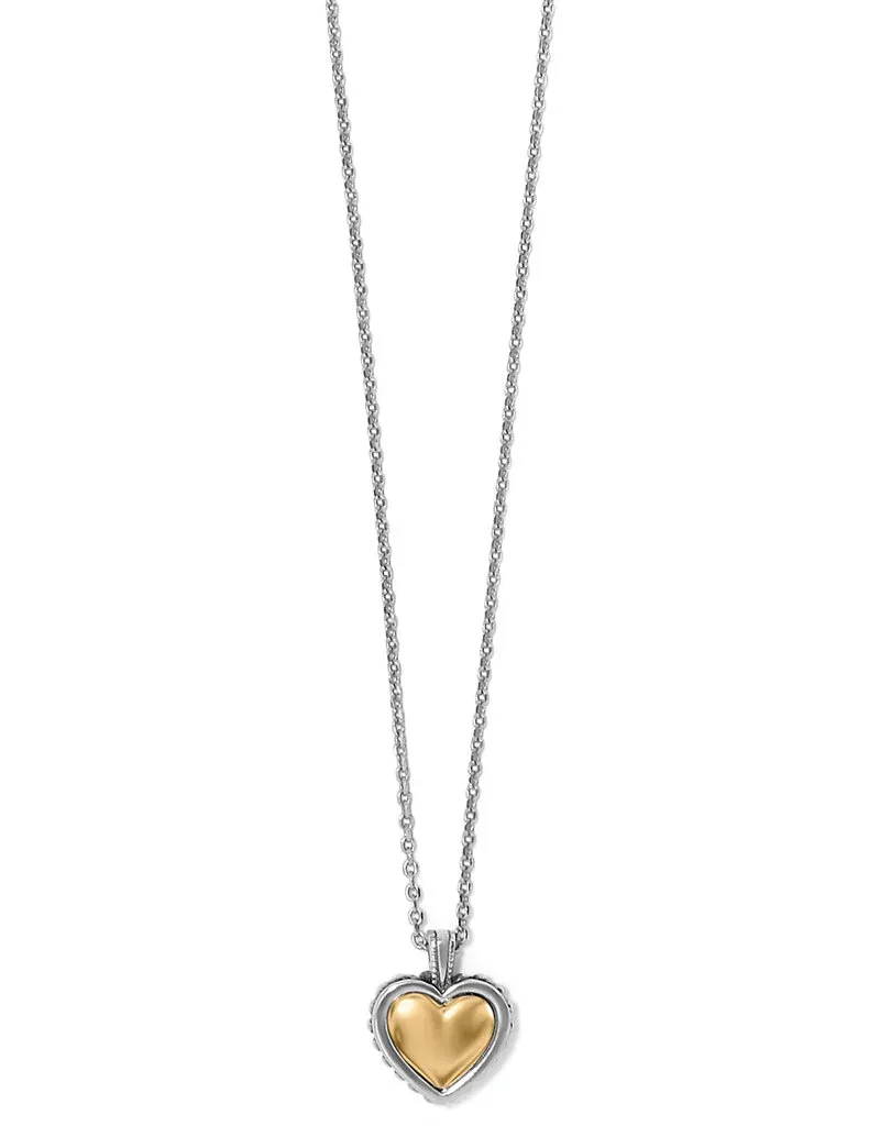 Pretty Tough Bold Heart Two Toned Petite Necklace